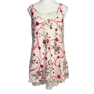 Victoria's Secret Floral Night Gown- White and Pink Floral Print with Hearts